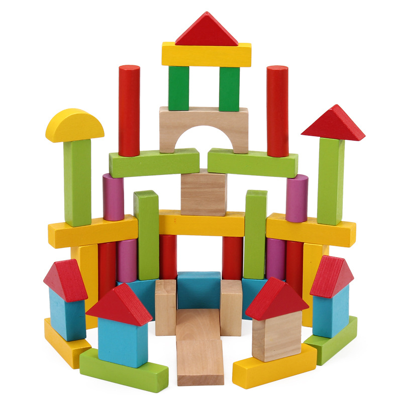 木制益智玩具 50粒积木收纳袋装 环保积木玩具 0.6 mz